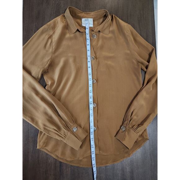 Forte Forte Women's Brown Silk Button Down Shirt Size I Small Long Sleeve Top - Picture 4 of 7